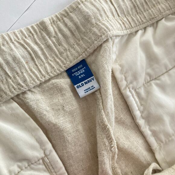 NWT Old Navy Womens XXL Beige Linen Blend Straight Taper Pants Lagenlook Beachy - Picture 9 of 11